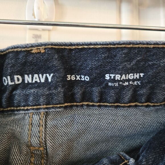 Old Navy Jeans Mens Size 36x30 Dark Blue Denim Zip Bootcut Built In Flex Stretch - Picture 2 of 5